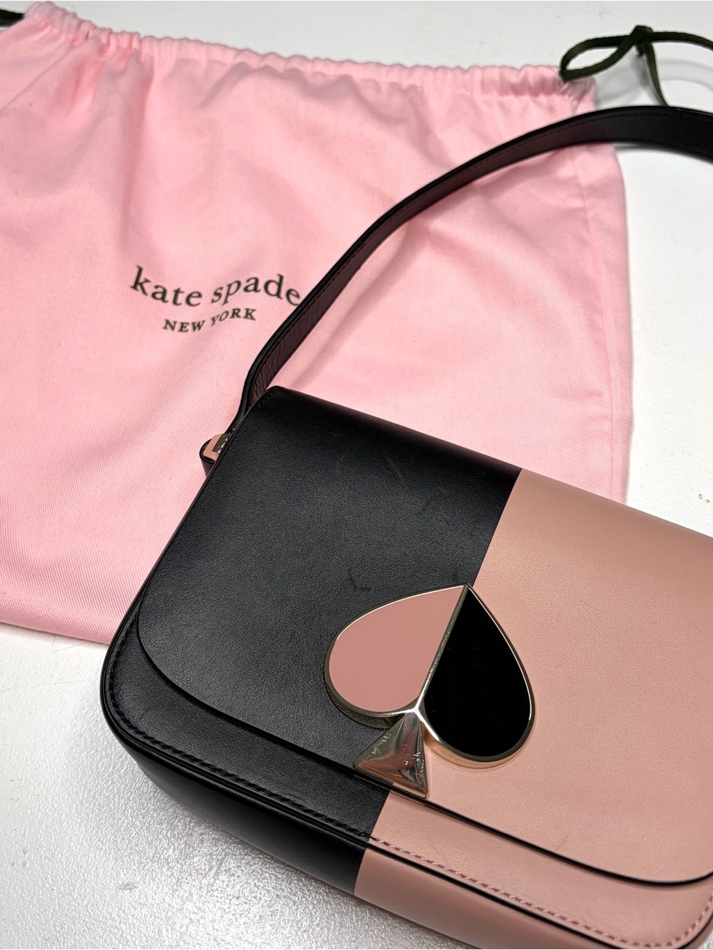 Kate Spade Nicola Bicolor Black Pink Leather Crossbody Bag